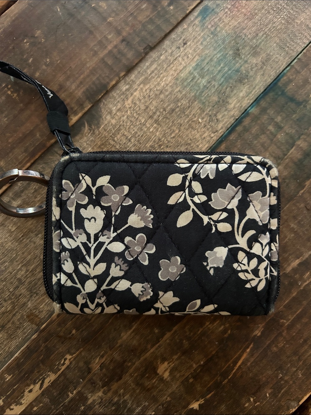 Vera Bradley Brown Floral Quilted Key & Card Holder